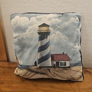 Mohawk Nautical Lighthouse Tapestry Throw Pillow Coastal Beach Double Side